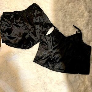 Satin black pjs